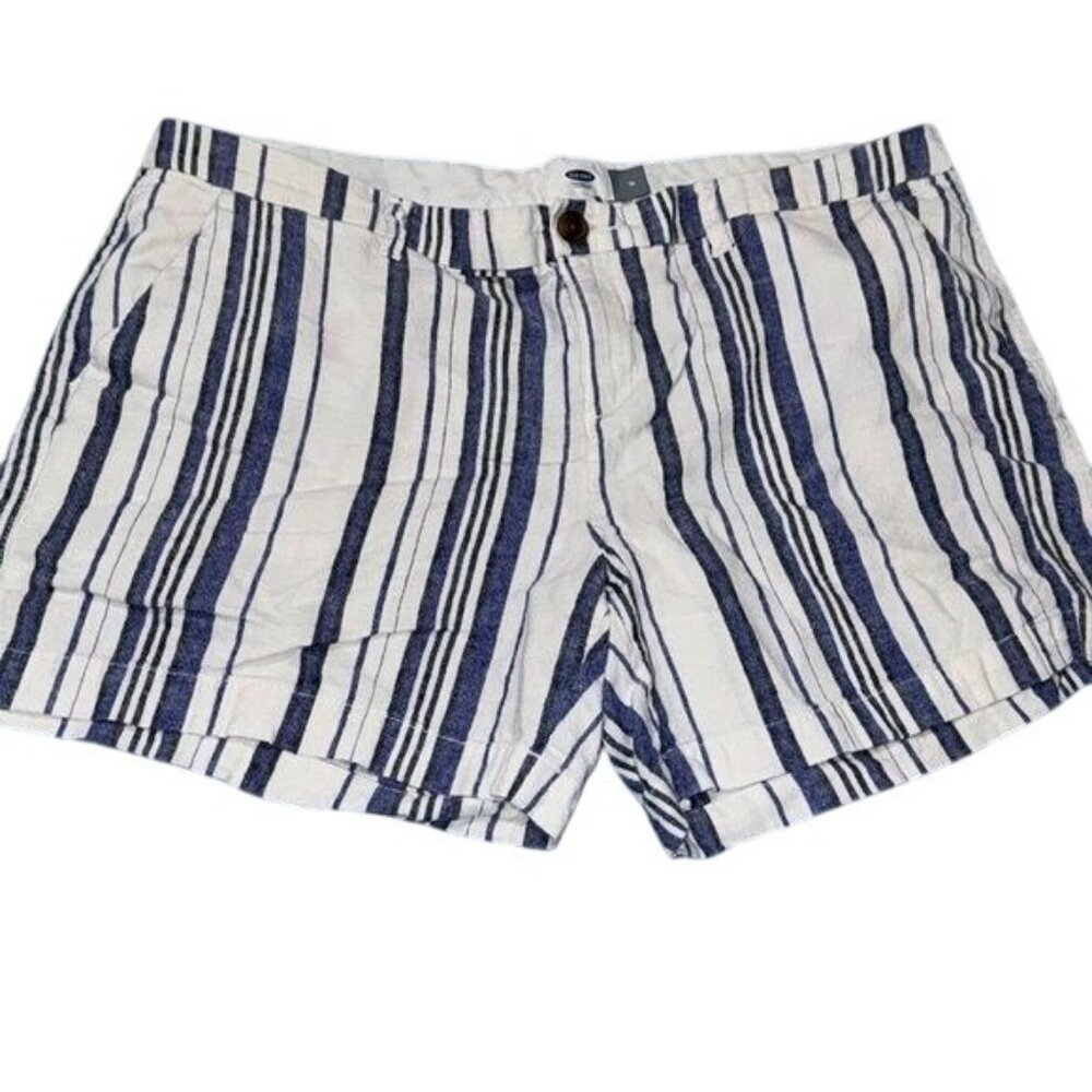 Old Navy Womens Striped Shorts Size 14 Linen Blend